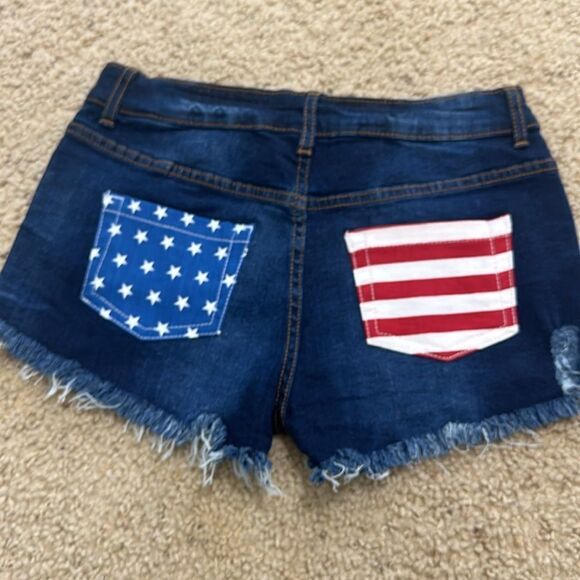 NWT Lascana Frayed Hem Shorts size 4 ~PATRIOTIC - Picture 3 of 4